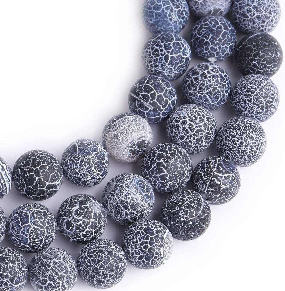 45pcs 8mm Purple Frosted Agate Beads Unpolished Cracked Matte Round Loose Gemstone Beads for Jewelry Making DIY Bracelet Necklace