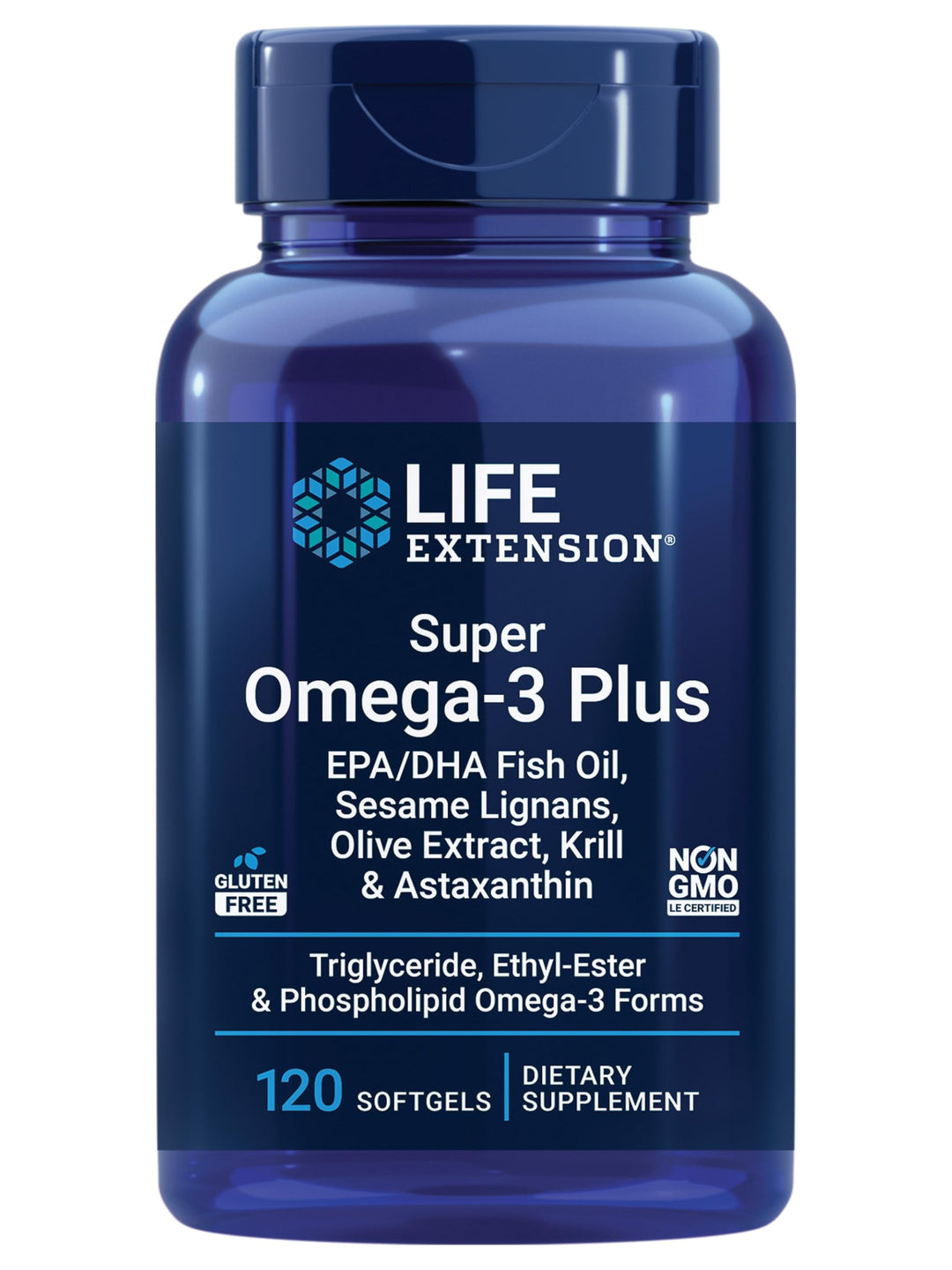 Super Omega-3 (Fish Oil) Plus EPA/DHA With Sesame Lignans, Olive Extract, Krill and Astaxanthin (Packaging May Vary), Lemon, 120 Count