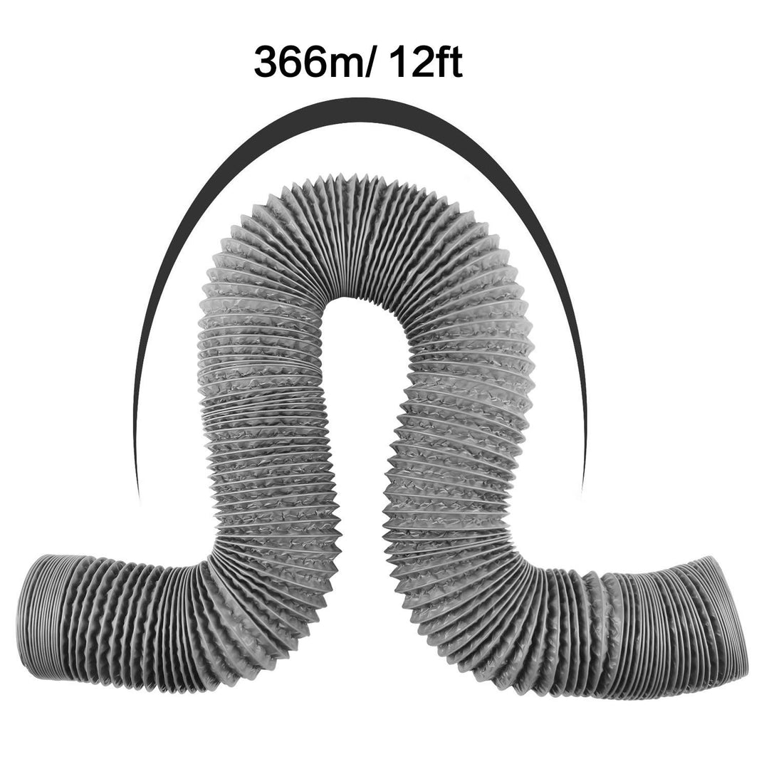 4 Inch Gray Duct Hose by 12 Feet, Flexible 4-Layers Aluminum Dryer Vent Tube Transition Duct Air Hose with 2 Screw Clamps Great for HVAC Duct, Clothes Dryer Duct, Air Duct