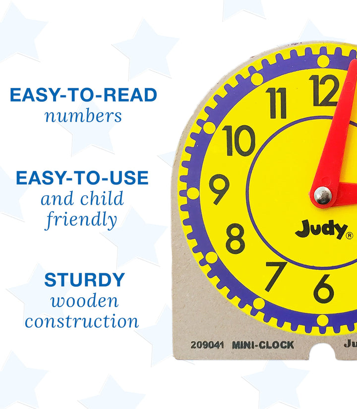 Carson Dellosa 12 Mini Judy Clocks Set, 4 x 4 Learning Clock for Kids Ages 4-8, Kids Analog Clock for Teaching Time, Teaching Time Activity Set for Schools, Homeschool and Daycare