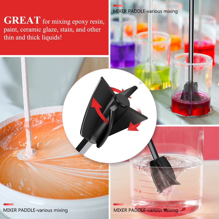 4 Pcs Resin Mixer Paddles for Resin Drill, Epoxy Mixer Attachment for Drill, Paint Mixer/Paint Stirrer for Mixing Resin, Epoxy, Silicone Molds