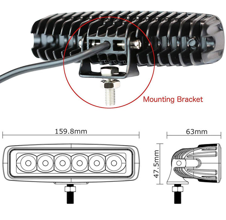Green Led Light Bar 2PCS 18W Spot Driving Fog Light Off-road Work Light Waterproof Compatible for Boat ATV SUV Truck Pick-up Van Fishing Hunting Navigation 12v 24v