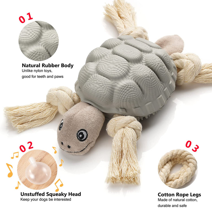Dog Toys, Multi-Function Chew Toy for Teeth Cleaning, Food Dispensing Toys Medium, Large Dogs (Turtle, Grey)