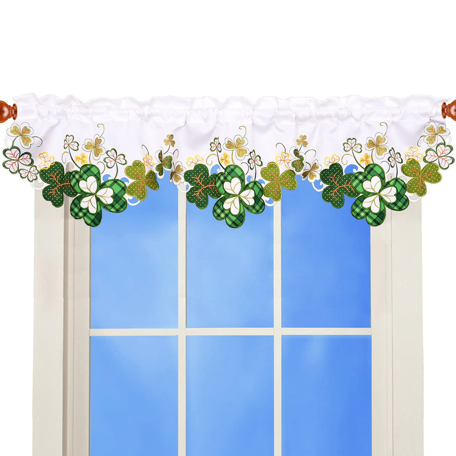 Embroidered Christmas Holiday Cardinal Kitchen Window Curtain Valance W 57 × L 15 Inches, for Christmas Holidays Decorations (Cardinal)
