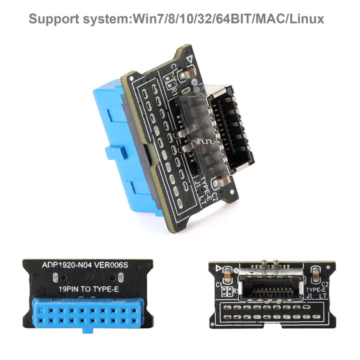 Computer Mainboard USB 3.0 Front 19PIN to 3.1 Type-C Front Panel Header Type-E Adapter 20 to 19 Pin Expansion Card