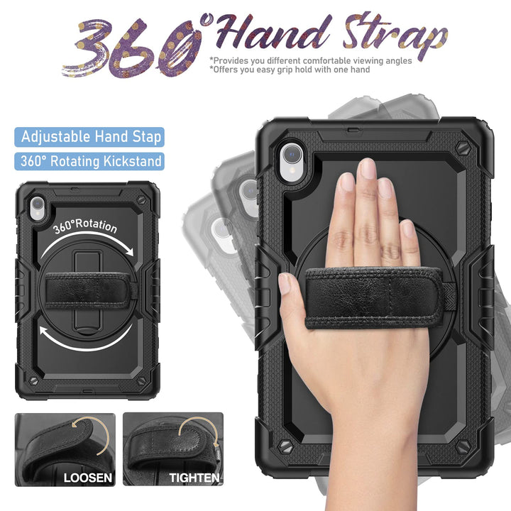 Case for Lenovo Tab M10 Plus 10.3 Inch/Tab K10, Protective with Screen Protector/Rotating Hand Strap, K10 M10 Plus Tablet Case 10.3 TB-X606F/TB-X606X/TB-X6C6F/TB-X6C6X, Black