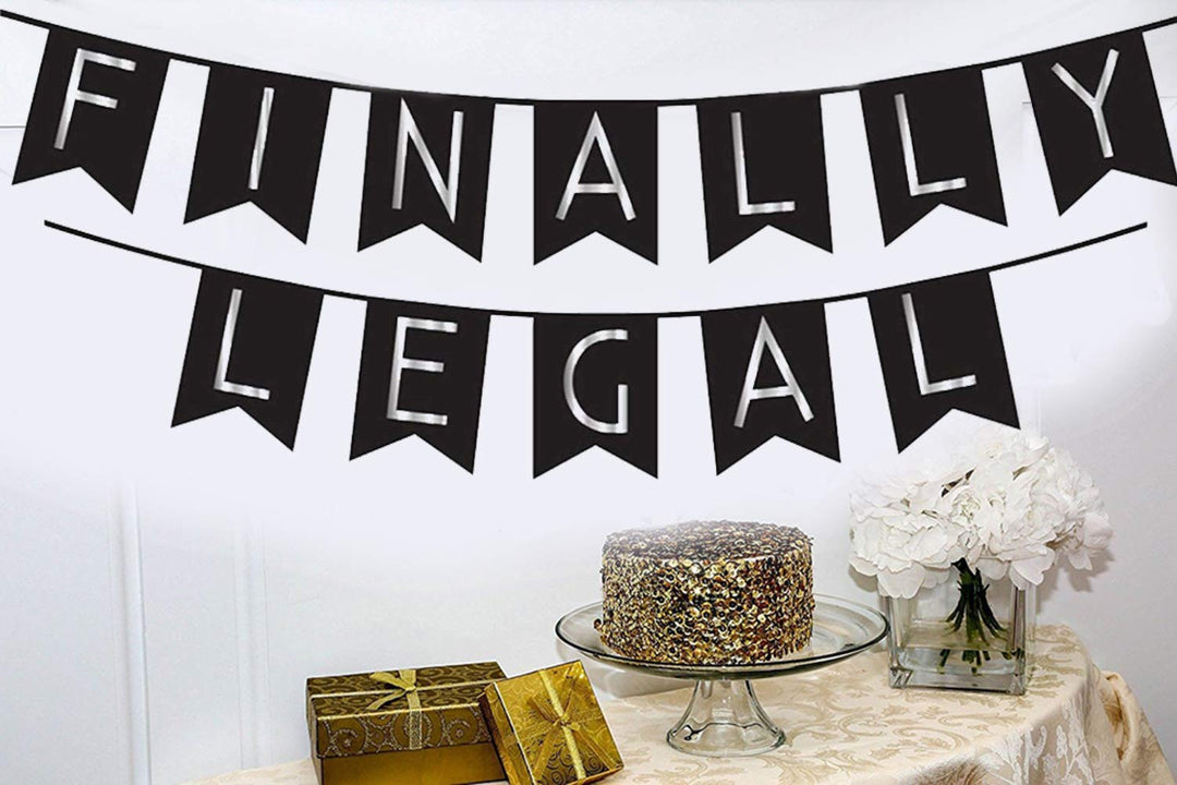 21 Finally Legal 21st Birthday Decorations Black and Si