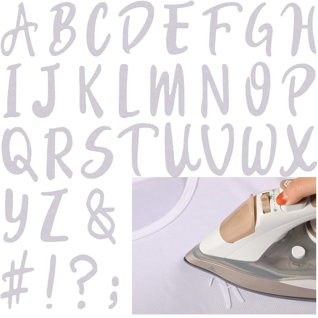 279 Pieces Graduation Iron on Letters 1.5 Inch A-Z Flock Letters Transfer Letters Letter Stickers Iron on Flocking Letters Alphabet for Graduation Cap Toppers(White)