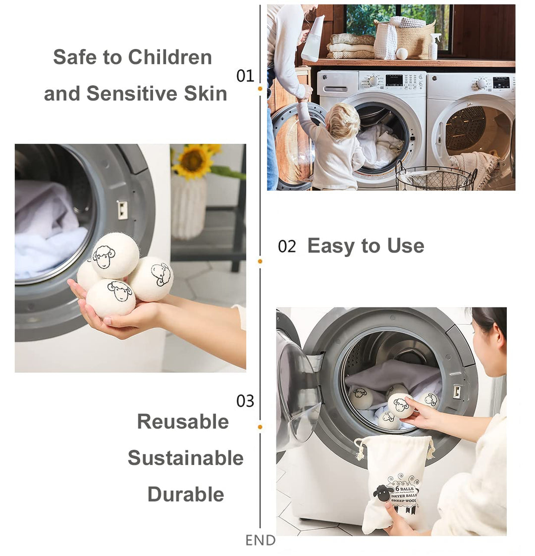 Wool Dryer Balls Reusable Natural Fabric Softeners and 