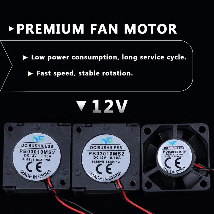 Haldis 3D Printer Cooling Fans Set, Upgrade 3Pcs 3010 Fans Premium Quiet 30x30x10mm Fan for E3D V6 Hotend (Red 12V)