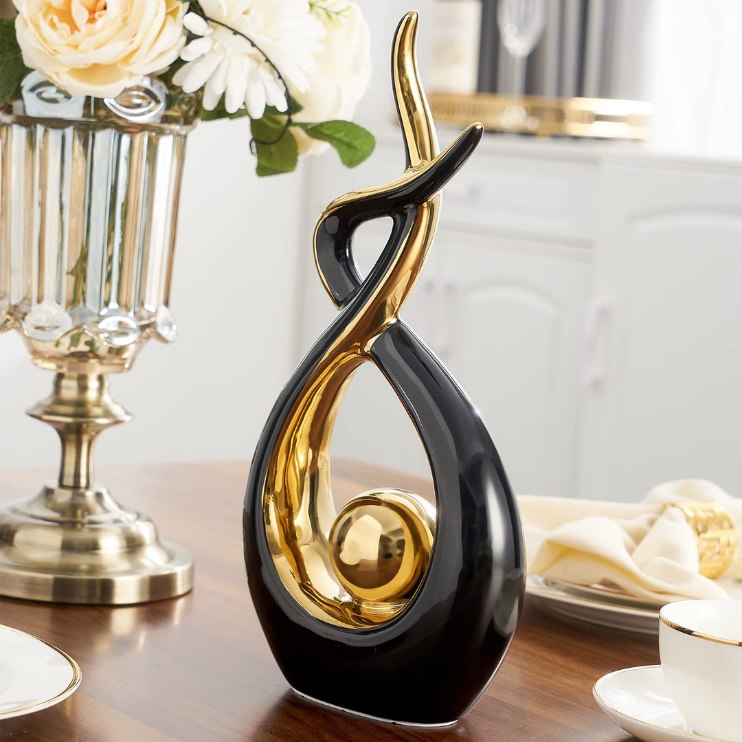 Home Decor Modern Art Ceramic Statue, Table Decorations for Living Room Dining Room, Coffee Table Centerpiece Shelf Decor Great Gift Idea 12.2 H (Black, Large)