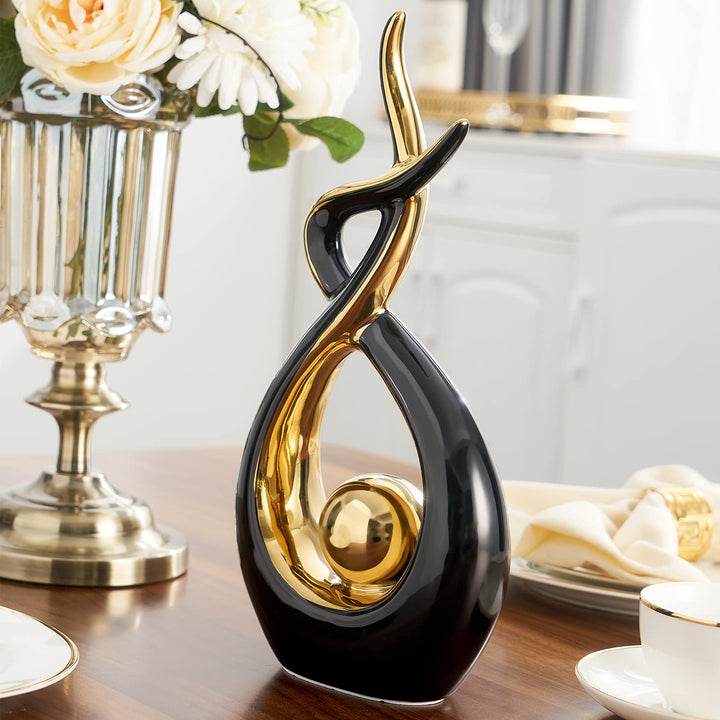 Home Decor Modern Art Ceramic Statue, Table Decorations for Living Room Dining Room, Coffee Table Centerpiece Shelf Decor Great Gift Idea 12.2 H (Black, Large)