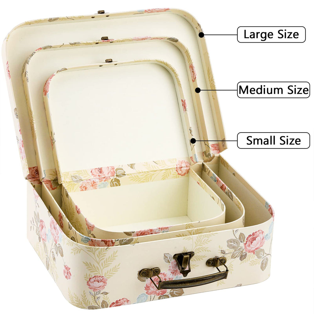 Fasmov 3 Pack Paperboard Suitcases Storage Box Decorati