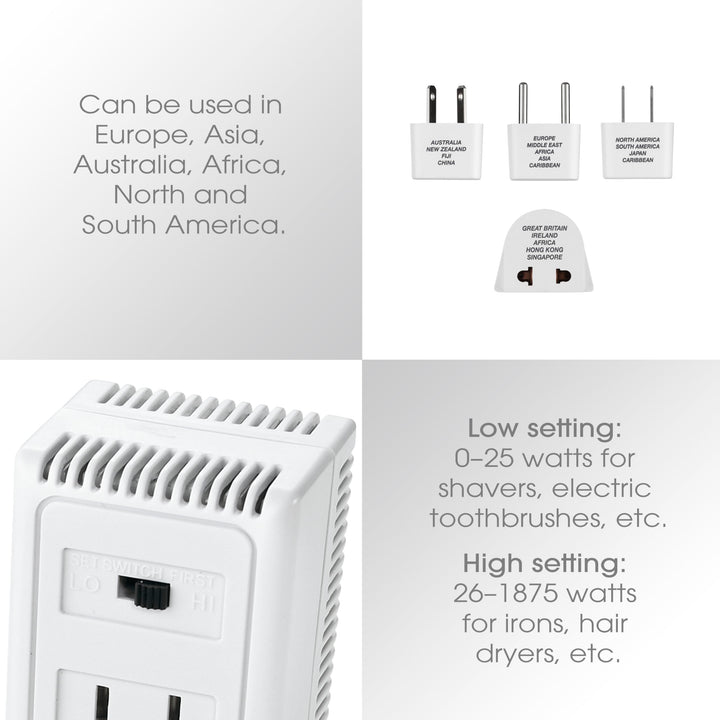 Travel Smart Converter and Worldwide Adapter Set; US Europe UK Italy Spain China