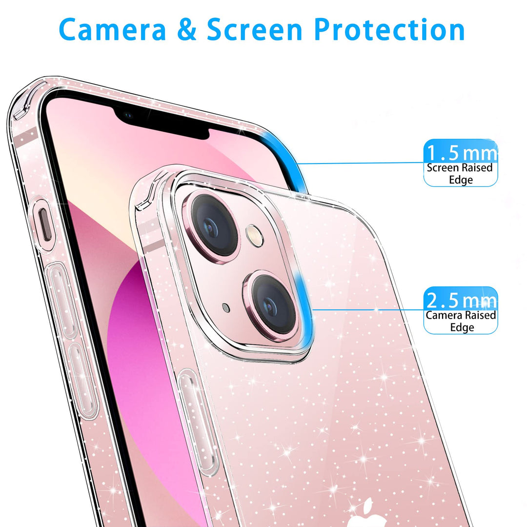Compatible with iPhone 13 Case, Clear Glitter Soft TPU Shockproof Protective Bumper Cover, Sparkle Bling Sparkly Cute Slim Women Girls Phone Case for iPhone 13, 6.1inch
