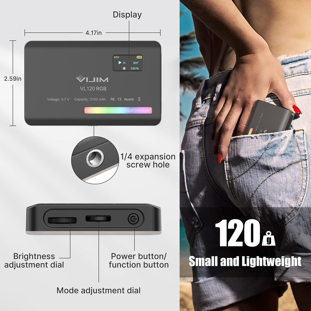VIJIM VL120 RGB Video Light, Portable LED Camera Light 