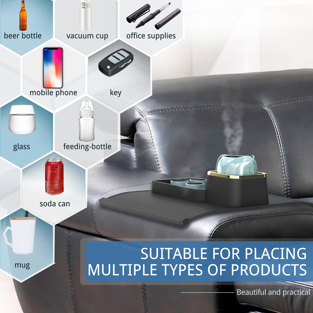 Couch Cup Holder, Silicone Couch Arm Tray,Anti-Spill and Anti-Slip Couch Accessories, Drink Holder for Your Sofa,Ideal for Hold Coffee Cup/Cellphone/Remote(Blcak)