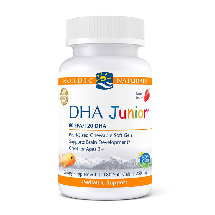 Pro DHA Junior, Strawberry - 180 Mini Chewable Soft Gels - 250 mg Total Omega-3s with EPA &amp; DHA - Brain Development &amp; Visual Function - Non-GMO - 45 Servings
