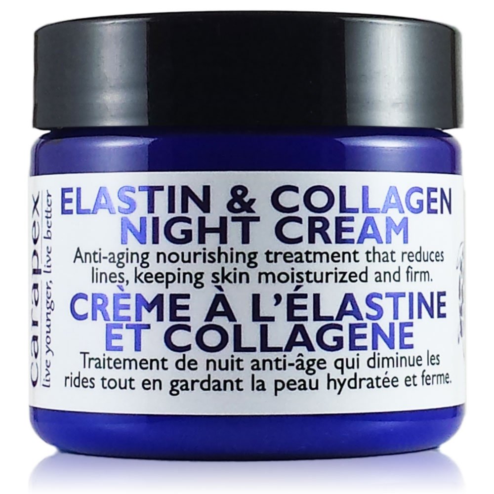 Natural Anti-aging Night Cream with Elastin &amp; Collagen, for Dry to Combination Skin, Fragrance Free, Perfect for Sensitive Skin, 2oz