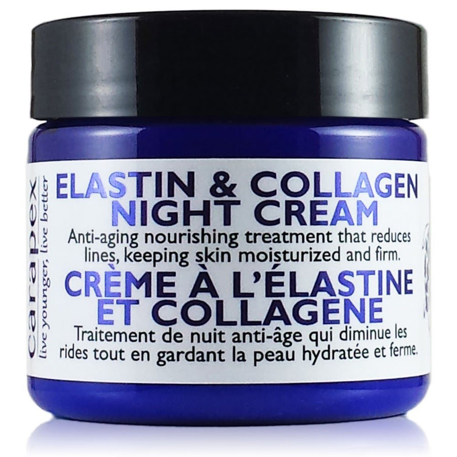 Natural Anti-aging Night Cream with Elastin & Collagen, for Dry to Combination Skin, Fragrance Free, Perfect for Sensitive Skin, 2oz