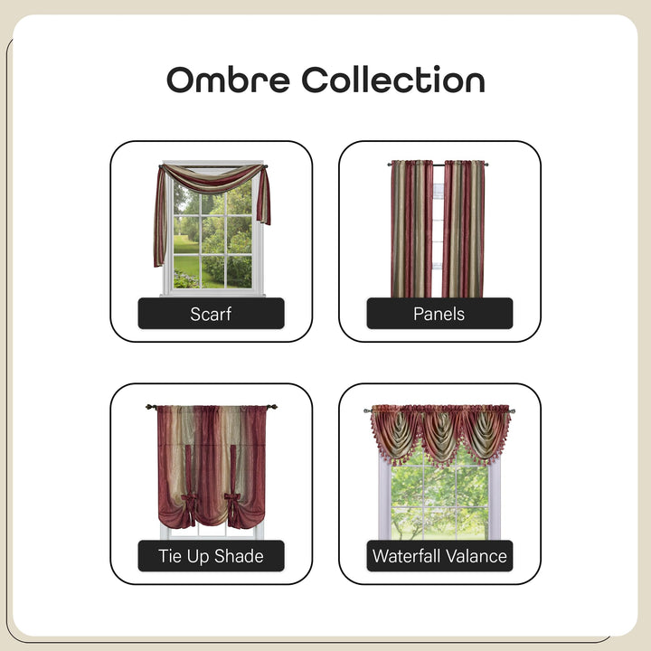 OMWFVLBU06 Ombre Waterfall Valance Burgundy
