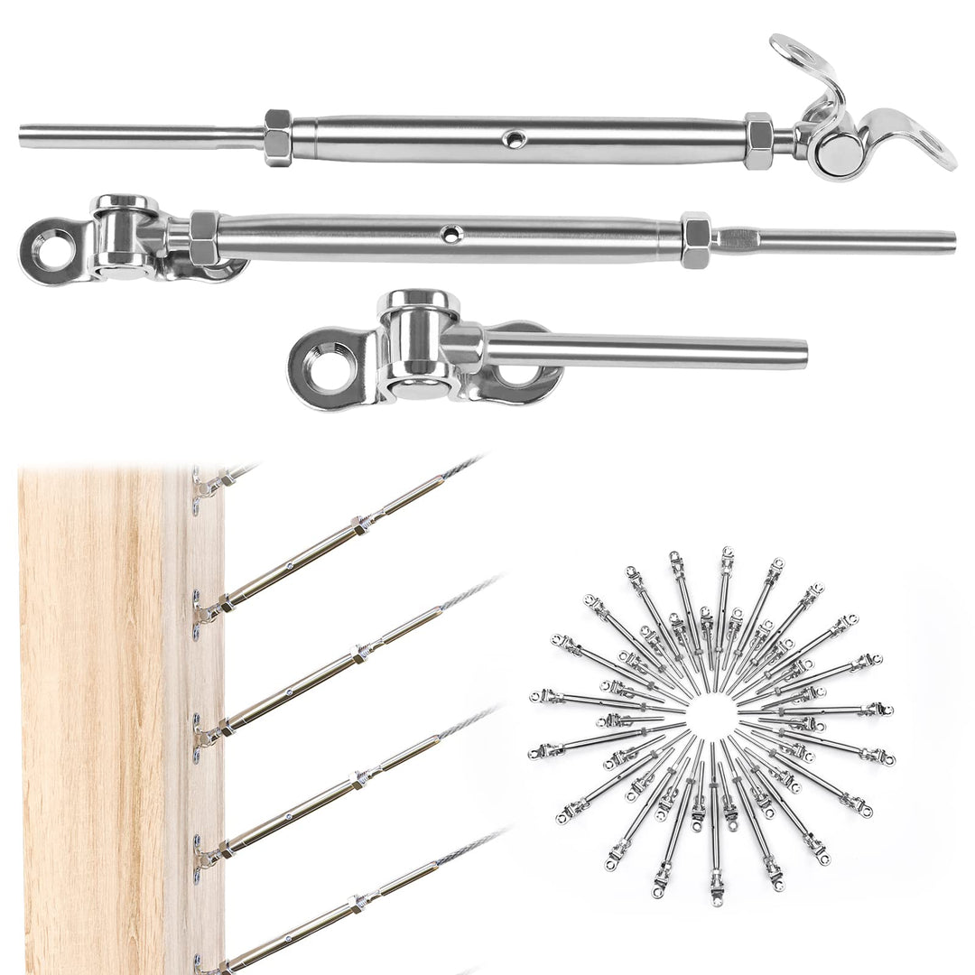 Muzata 20 Pairs Cable Railing Kit 1/8 Swage Toggle Turn