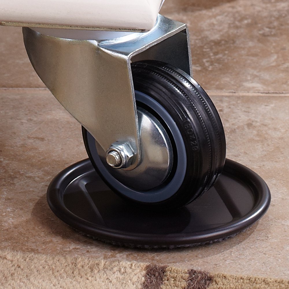 SoftTouch 2 1/2 Round Reusable Carpet Bottom Furniture Caster Cups to Protect Hardwood, Tile or Laminate Floors, Brown (4 Pack)