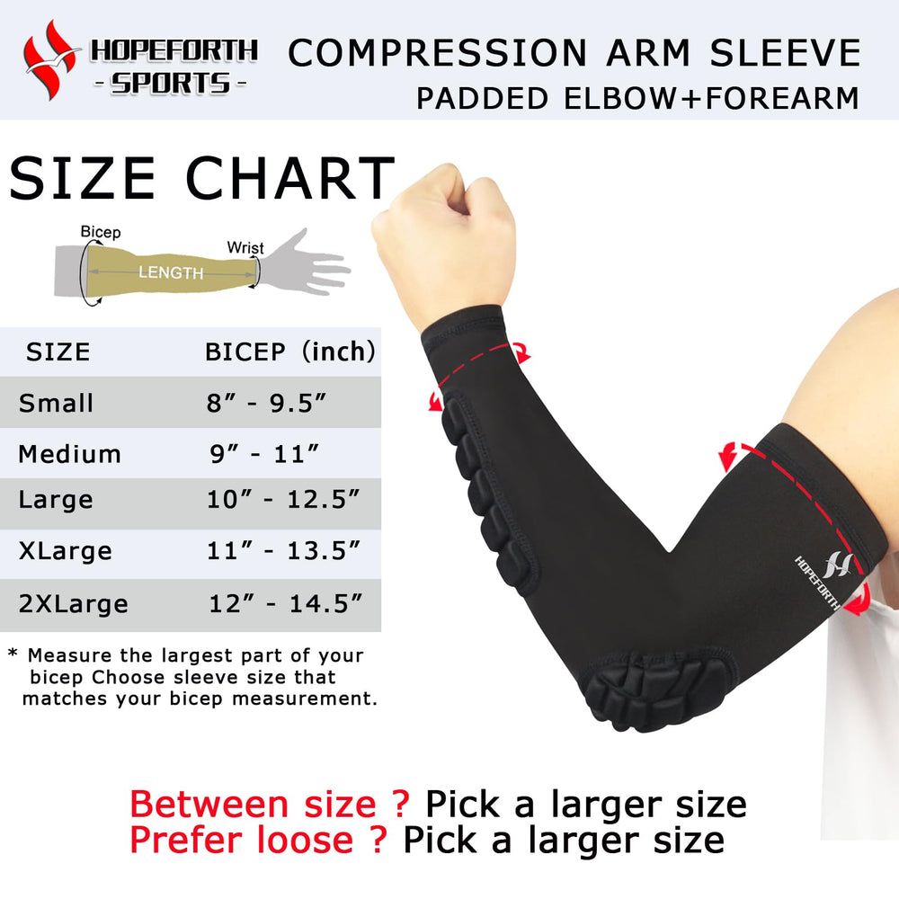 2PCS Padded Elbow Forearm Sleeves Compression Arm Protective Support