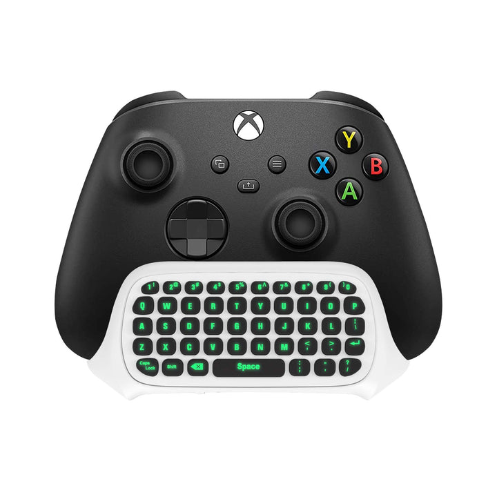 Green Backlight Keyboard for Xbox One, Xbox Series X/S,Wireless Chatpad Message KeyPad with Headset &amp; Audio Jack,Mini Game Keyboard Fit Xbox One/One S/One Elite/2, 2.4G Receiver Included, White