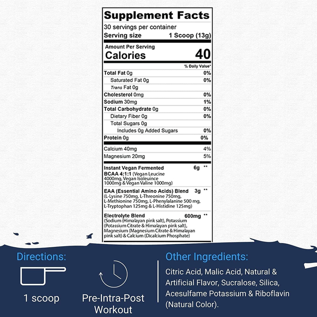 Proven EAAs, Vegan Fermented EAAs, Enhances Recovery &amp; Replenishes Electrolytes, Non GMO (30 Servings, Guava Nectarine)