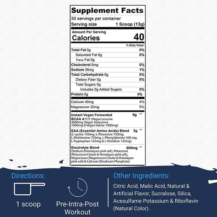 Proven EAAs, Vegan Fermented EAAs, Enhances Recovery &amp; Replenishes Electrolytes, Non GMO (30 Servings, Guava Nectarine)