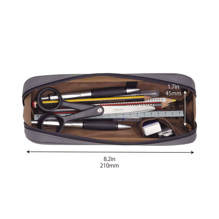LIHIT LAB Large Capacity Zipper Long Pencil Case For School Office College, Big Capacity Pencil Bag Holder Adults Teen Boys Girls, Travel Cosmetics Storage, Jet Black (A7552-124)