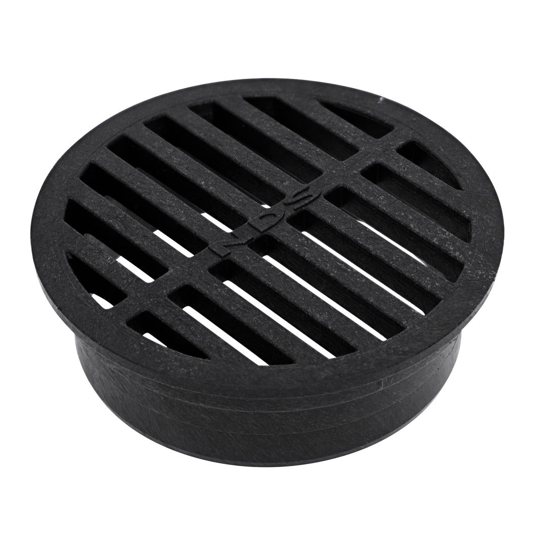 11, 4 in. Round Grate Cover Connects to 4 Inch Drain Pipes &amp; Fittings, for Small Lawns, Landscaping and Patios, Black Plastic