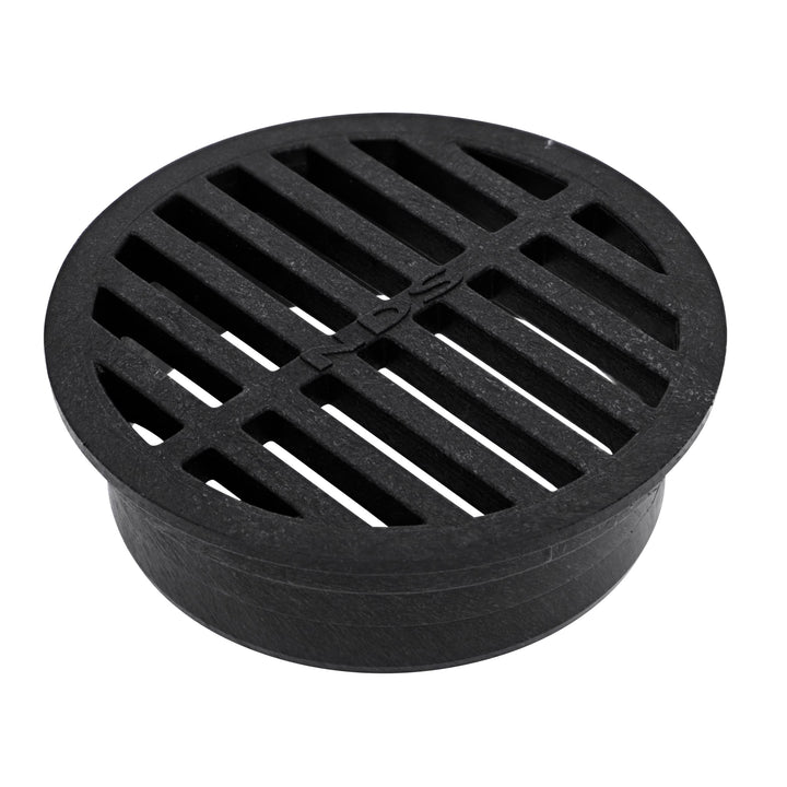 11, 4 in. Round Grate Cover Connects to 4 Inch Drain Pipes &amp; Fittings, for Small Lawns, Landscaping and Patios, Black Plastic