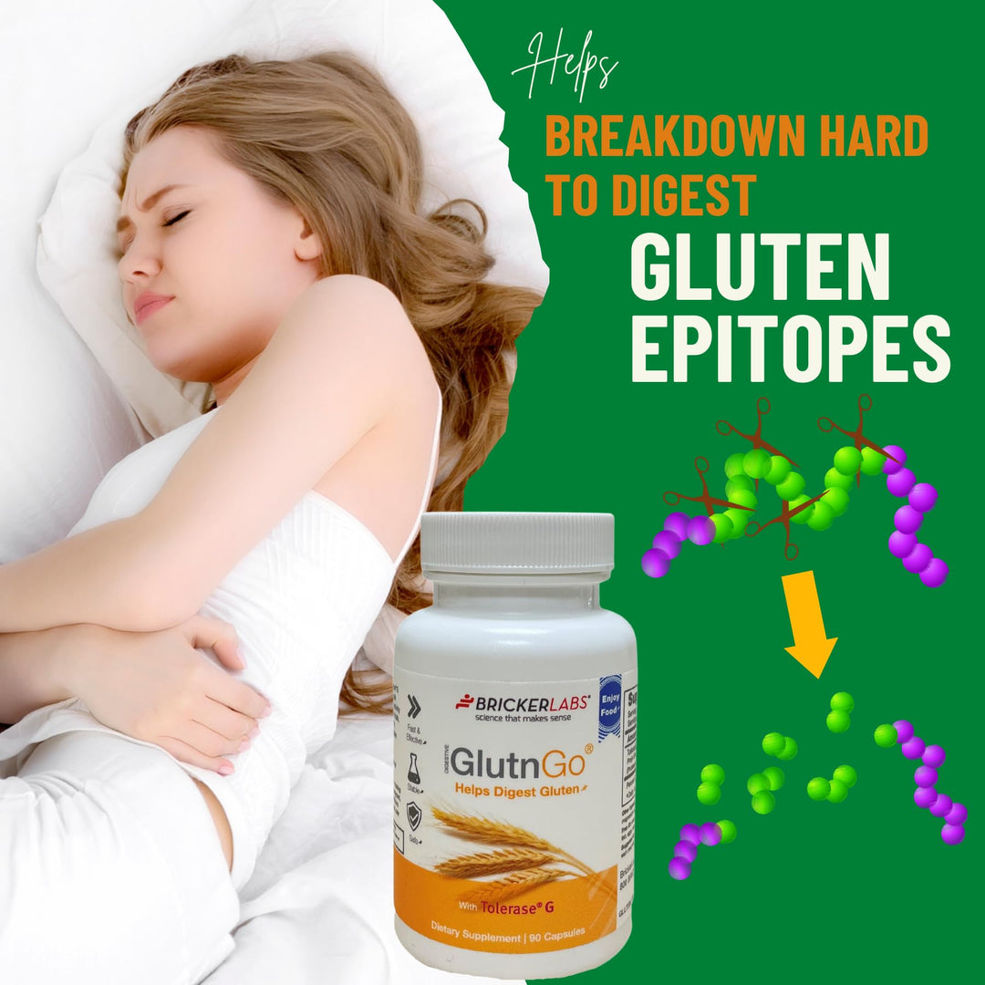 GlutnGo with Tolerase G 100mg Digestion Supplement for Gluten Intolerance, Clinically Proven to Help Digest Gluten, Fast, Effective and Safe Digestive Aid, 90 Capsules