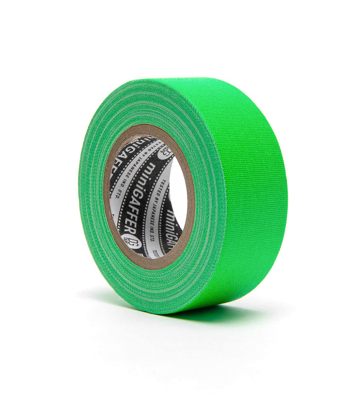 1 inch x 11 Yards Fluorescent Green Mini Gaffer Tape. PRO Medium Grade &amp; No Residue. UV Blacklight Tape. Micro Gaffer Tape for Social distancing + Marking Floor (trueGAFF25/9/FL-GR - 1inX11ya)