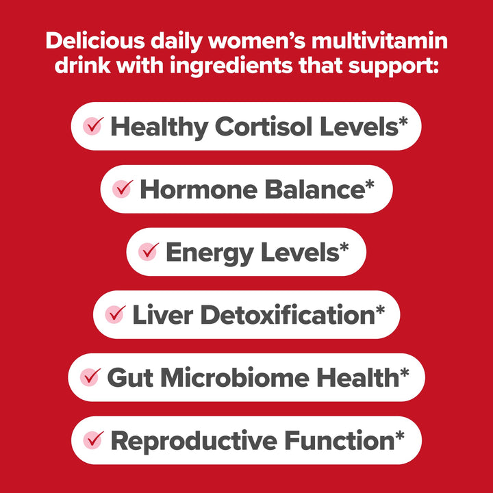 FLO Women’s Endocrine Superfood Powder – Supports Healthy Cortisol Levels, Hormonal Balance, Thyroid &amp; Gut Health – Multivitamin Plus Rhodiola, DIM, Myo-Inositols, Red Superfood– 25 Servings
