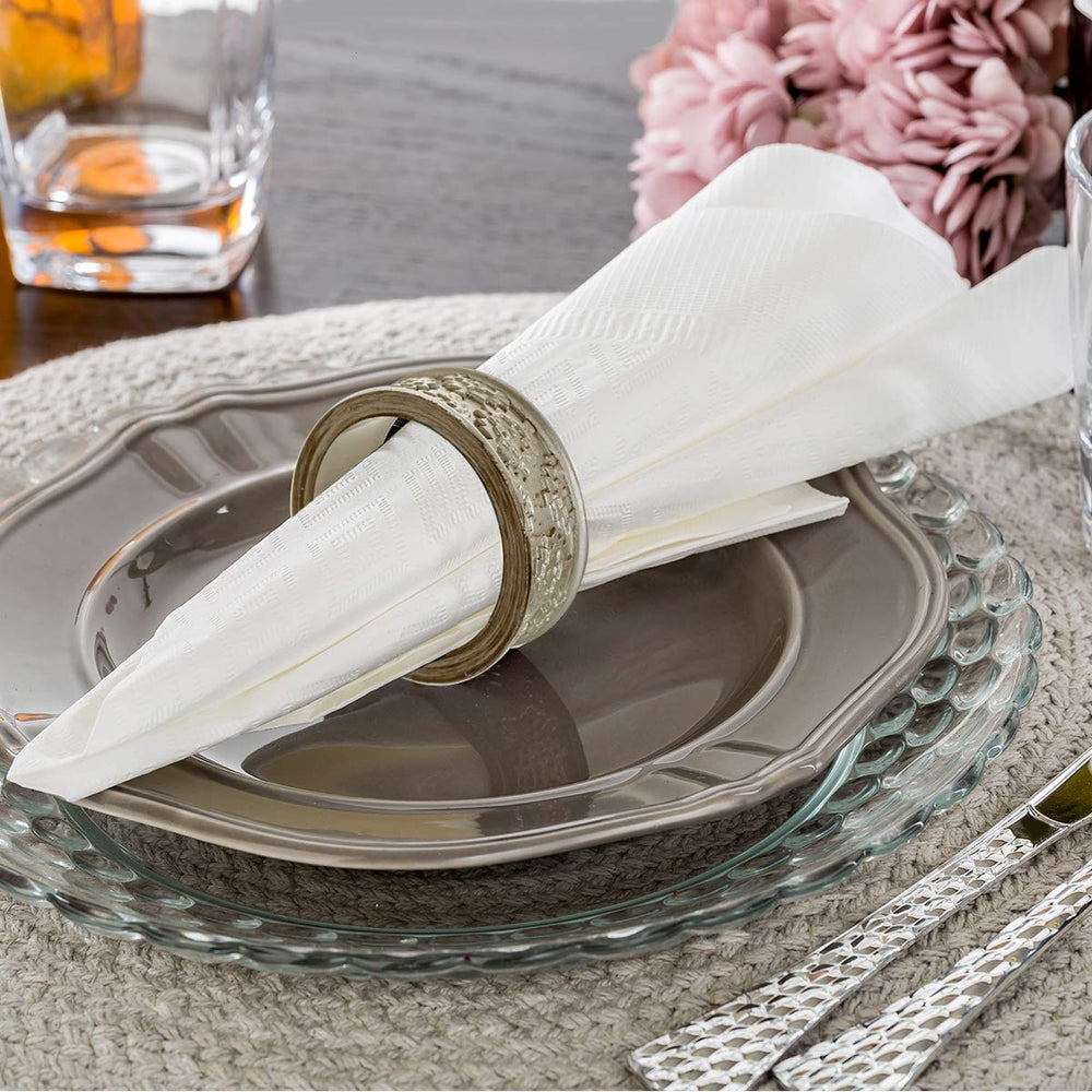 Dublin Silver Napkin Rings Set of 6 - Elegant Dining Table Decor Napkin Holder Rings - Table Setting Decorations for Thanksgiving, Fall, Holiday Dinner