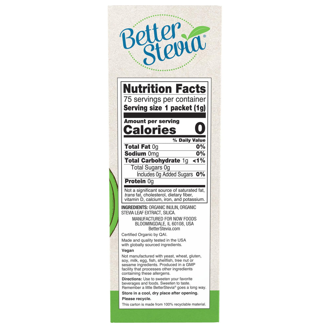 NOW Foods BetterStevia Organic Zero-Calorie Granulated 