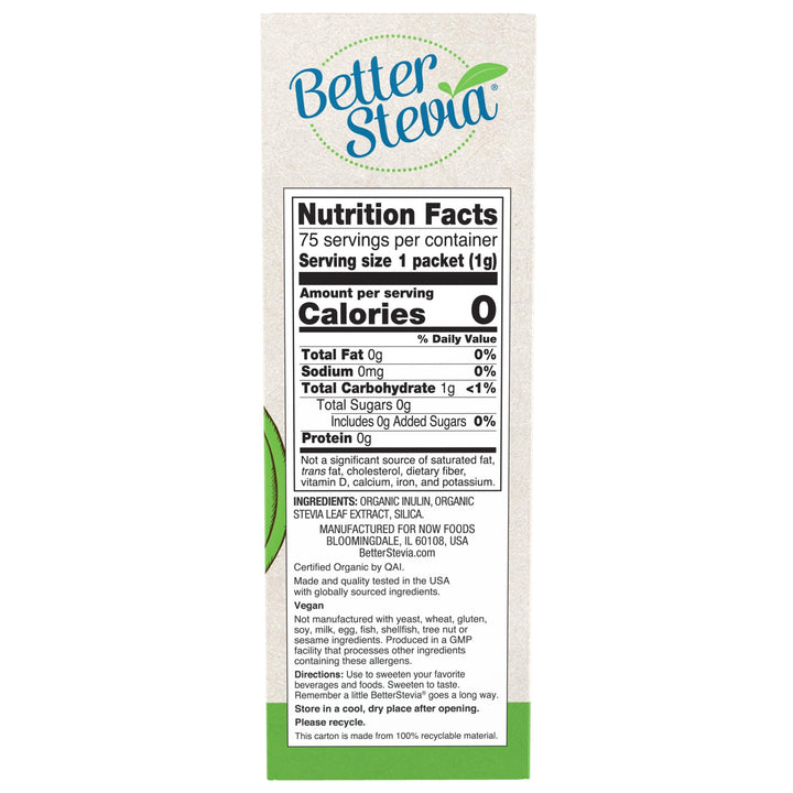 NOW Foods BetterStevia Organic Zero-Calorie Granulated 