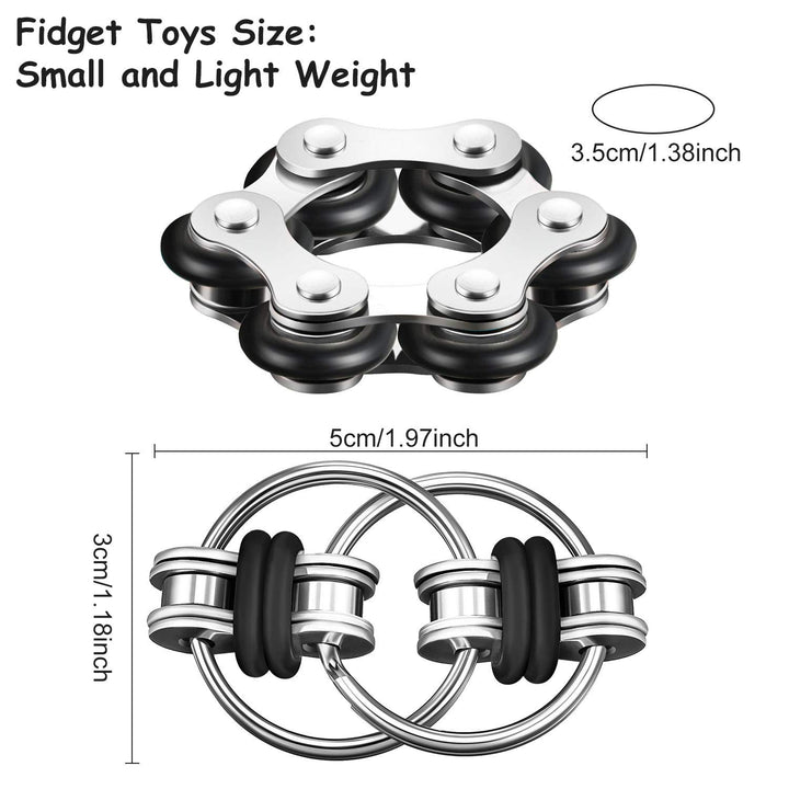 Gejoy Fidget Toy Set Include Six Roller Chain Fidget and Key Flippy Chain Stress Reducers for Autism Stress and Anxiety Relief (Black)