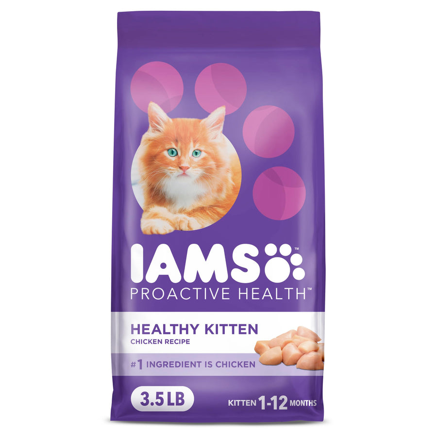 IAMS PROACTIVE HEALTH Healthy Kitten Dry Cat Food with Chicken Cat Kibble, 3.5 lb. Bag