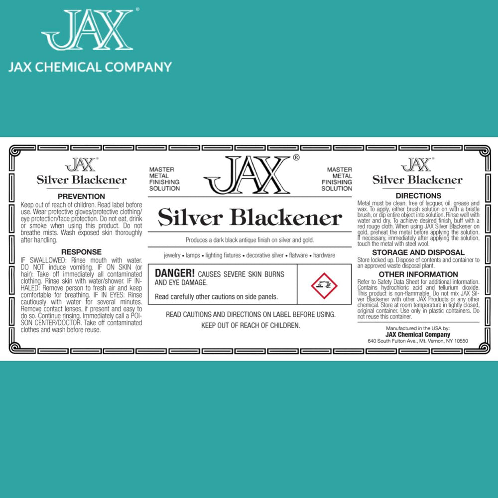 Silver Blackener - Metal Finishing Solution - Antique Finish Without Heat or Electricity - Pint