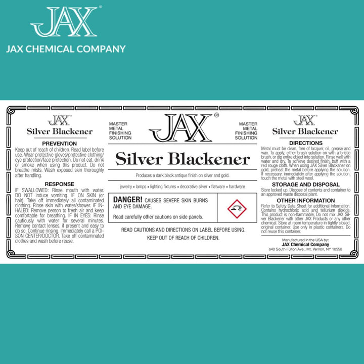 Silver Blackener - Metal Finishing Solution - Antique Finish Without Heat or Electricity - Pint