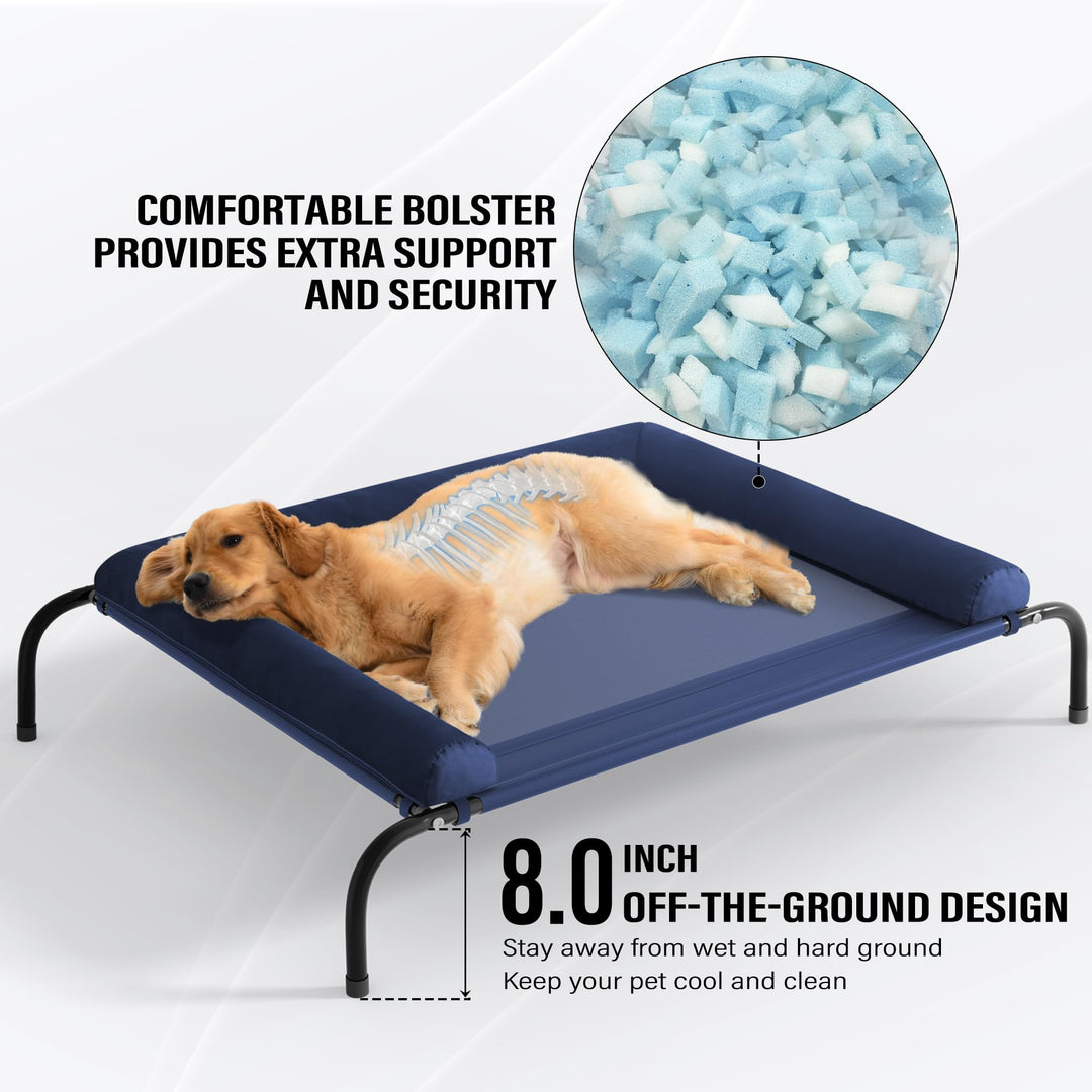 Elevated Dog Bed, Western Home Raised Dog Bed Cot for Large Medium Small Dogs, Portable Pet Cot for Indoor and Outdoor with Breathable Mesh, Durable Frame and Skid-Resistant Feet