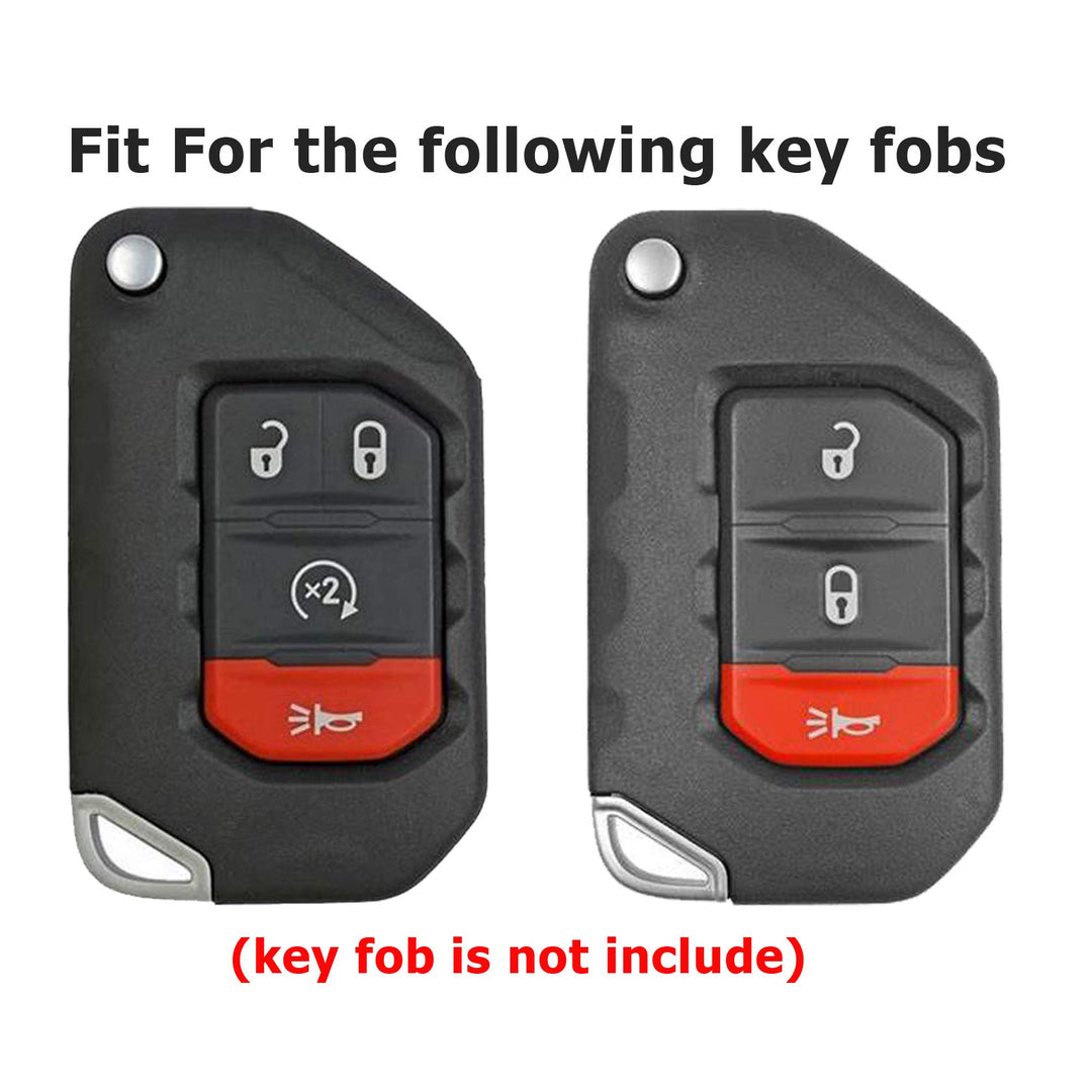 Red Soft TPU Flip Key Fob Cover Case Jacket Skin Bag Glove Holder for 2018 2019 2020 2021 2022 2023 2024 Jeep Wrangler JL JLU Rubicon Gladiator JT Sahara JLU Sport JT Overland Sport S OHT1130261