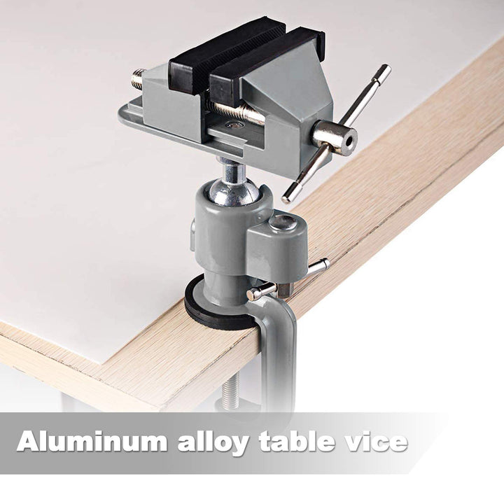 360°Universal Vice Aluminum Alloy Mini Table Clamp Bench Vise 70mm Rubber Jaws DIY Craft Tool For Modelling Painting Gluing Soldering Crafting