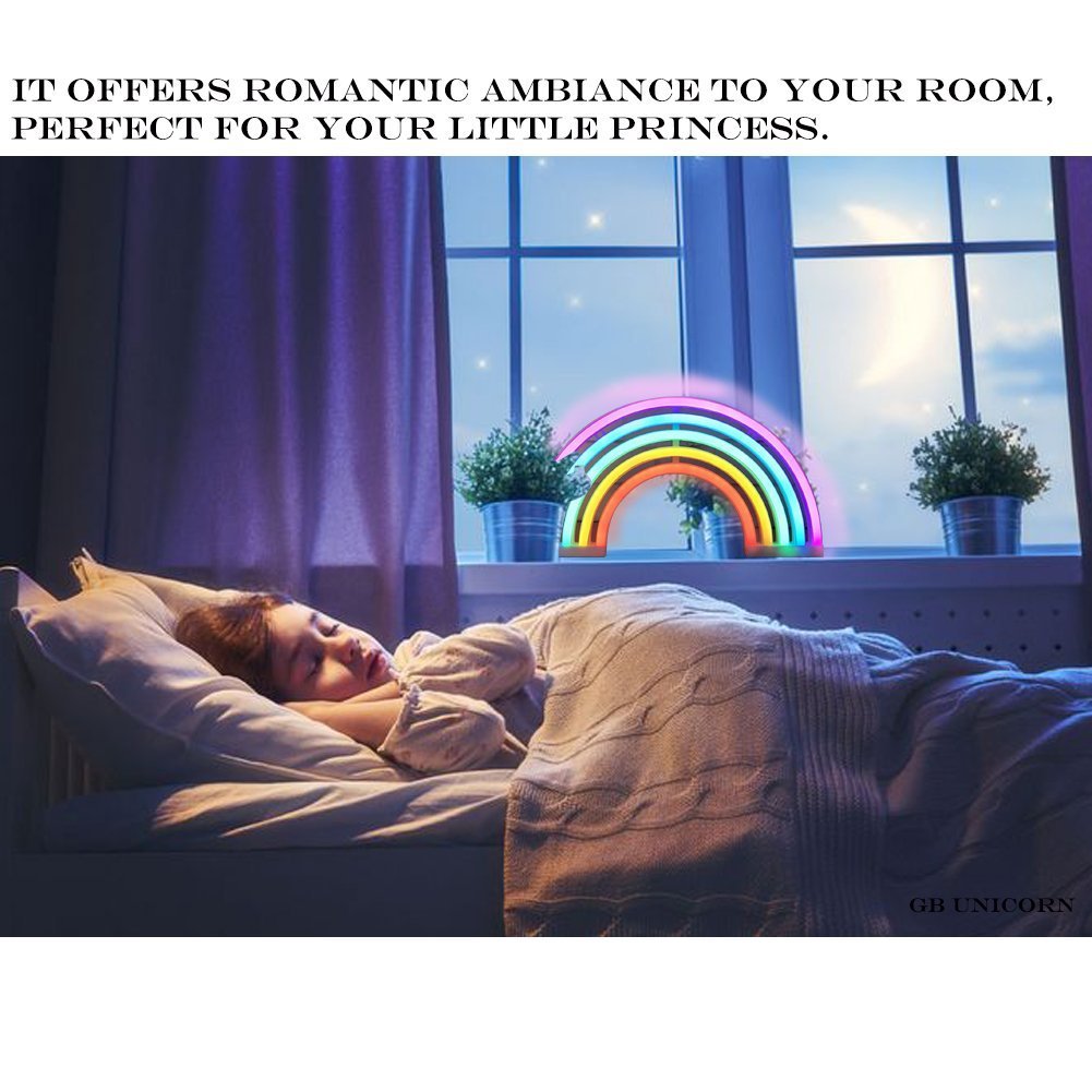 QiaoFei Rainbow Light Signs for Kids Gift LED Rainbow Neon Signs Rainbow Lamp for Wall Decor Bedroom Decorations Home Accessories Party Holiday Battery or USB Operated Table Night Lights