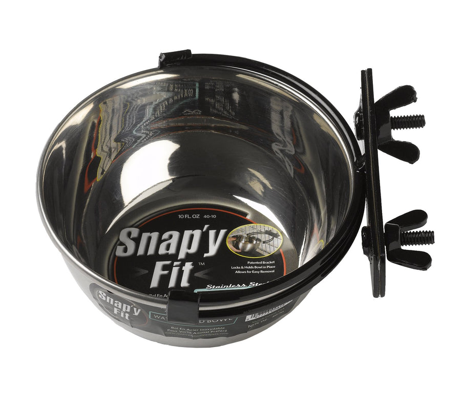 Snap'y Fit Stainless Steel Food Bowl/Pet Bowl, 10 oz. for Dogs, Cats, Small Animals