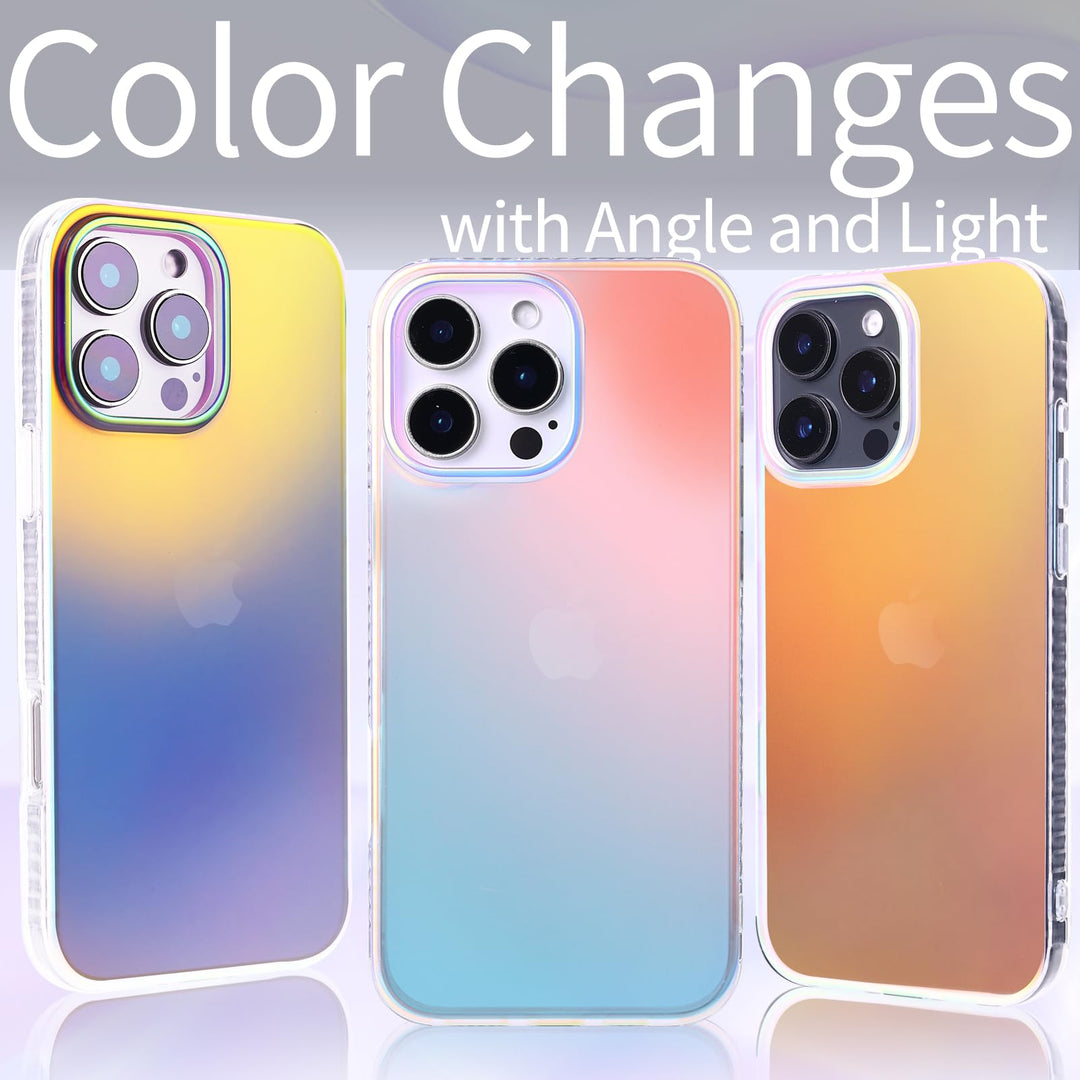 Holographic Iridescent Phone case for iPhone 14 Pro Max, [10FT Drop Protection] Translucent Matte Hard PC Back with Soft Silicone Edge Slim Protective for iPhone 14 Pro Max Case 6.7